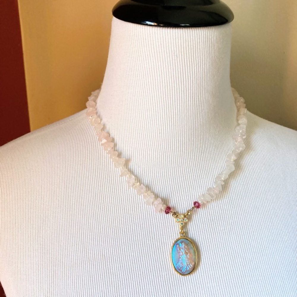 Vintage Kirks Folly Fairy Godmother Aurora Borealis Pink Quartz Crystal Necklace - Picture 5 of 11
